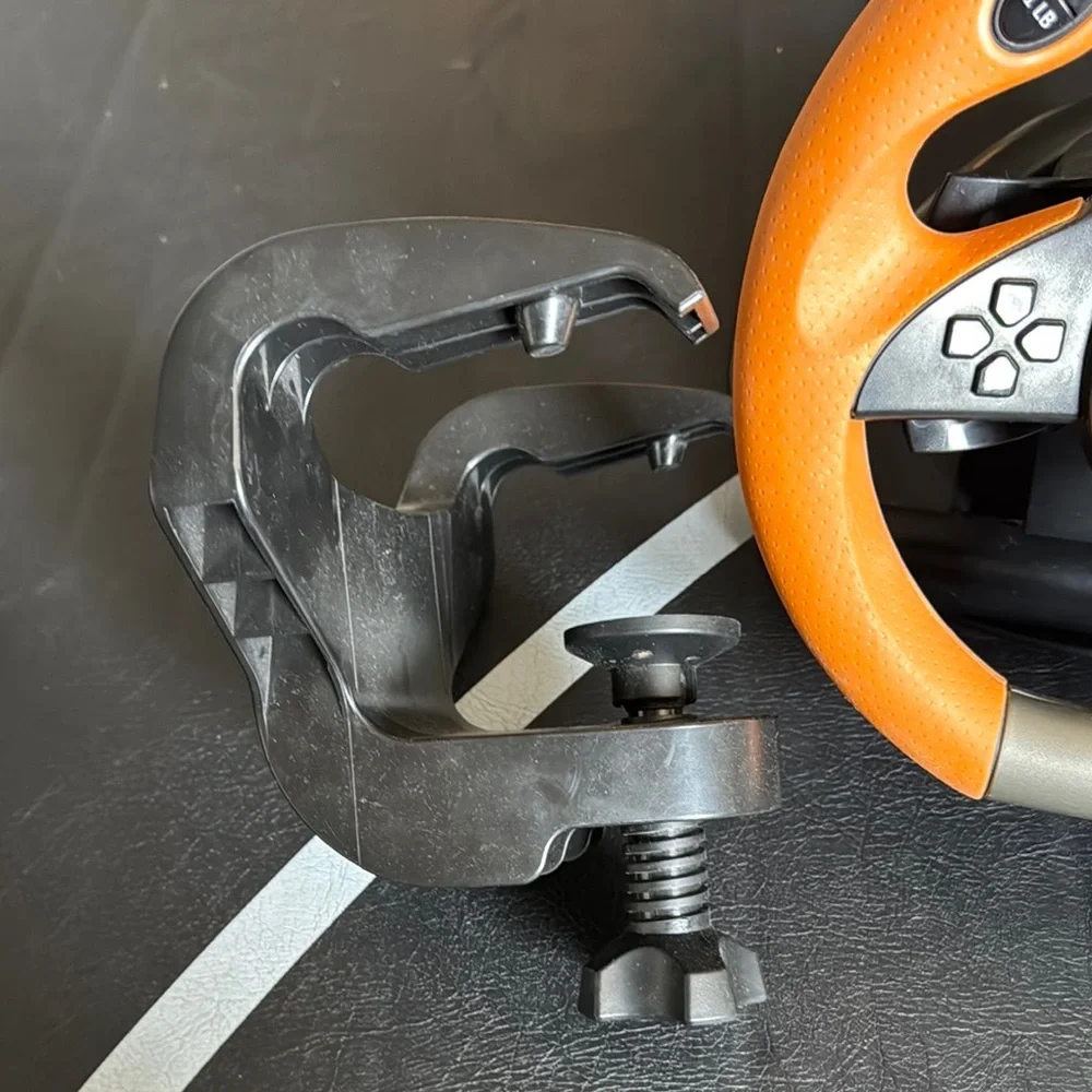 Orange and Black Racing Wheel with Pedals